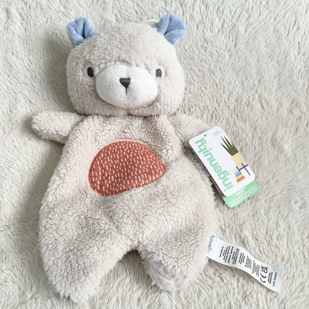 Ingenuity Nate Teddy Bear Baby Soft Plush Soother Bean Bag Lovey Security Toy